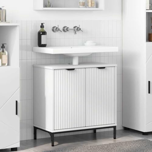 Qnhdfrt Badezimmerschrank Weiß 60,5 x 33,5 x 61 cm Holzwerkstoff mit U-Ausschnitt, Modernes Design, Badmöbel mit viel Stauraum, Medizinschrank für kleine Badezimmer Qnhdfrt Badezimmerschrank Weiß 60,5 x 33,5 x 61 cm Holzwerkstoff mit U-Ausschnitt, Modernes Design, Badmöbel mit viel Stauraum, Medizinschrank für kleine Badezimmer von Qnhdfrt