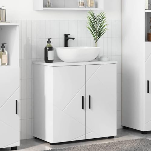 Qnhdfrt Badezimmerschrank Weiß 61x35x64 cm Holzwerkstoff Moderner freistehender Medizinschrank mit 2 Türen und Regalen platzsparend für Badezimmer Gäste WC und Flur Qnhdfrt Badezimmerschrank Weiß 61x35x64 cm Holzwerkstoff Moderner freistehender Medizinschrank mit 2 Türen und Regalen platzsparend für Badezimmer Gäste WC und Flur von Qnhdfrt