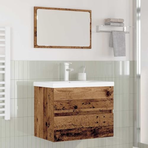Qnhdfrt Badmöbel Set 3-teilig mit Spiegel 60 x 38,5 x 45 cm Altholz schmaler Badezimmerschrank wandmontiert Modernes Design Robuste Holzwerkstoff-Konstruktion für kleine Bäder und Gäste-WC Qnhdfrt Badmöbel Set 3-teilig mit Spiegel 60 x 38,5 x 45 cm Altholz schmaler Badezimmerschrank wandmontiert Modernes Design Robuste Holzwerkstoff-Konstruktion für kleine Bäder und Gäste-WC von Qnhdfrt