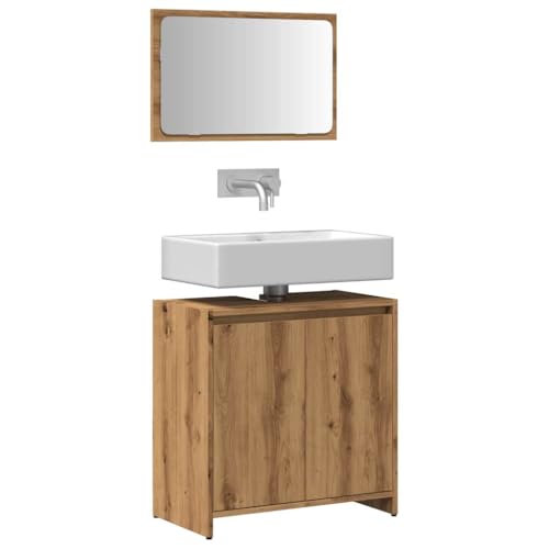 Qnhdfrt Badmöbel-Set Artisan-Eiche Holzwerkstoff mit Spiegel Waschbeckenunterschrank 60x33x60cm Schmaler Badezimmerschrank für Stauraum und Stil – Robust und Feuchtigkeitsbeständig von Qnhdfrt