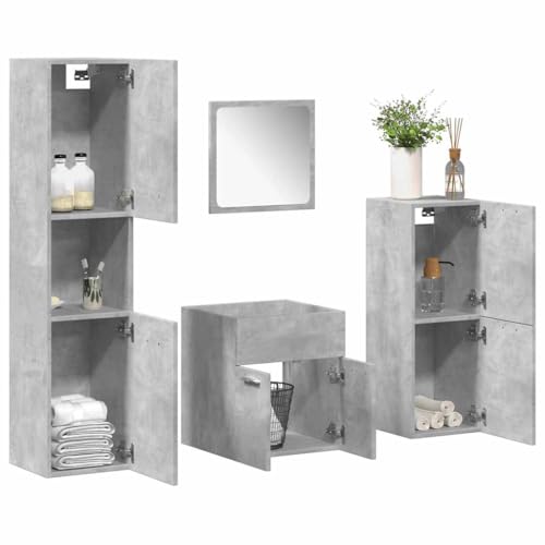 Qnhdfrt Badmöbel-Set Betongrau mit Waschbeckenunterschrank Spiegel und Hochschrank für Badezimmer Stilvolles Design Robust und Langlebig Holzwerkstoff Qnhdfrt Badmöbel-Set Betongrau mit Waschbeckenunterschrank Spiegel und Hochschrank für Badezimmer Stilvolles Design Robust und Langlebig Holzwerkstoff von Qnhdfrt