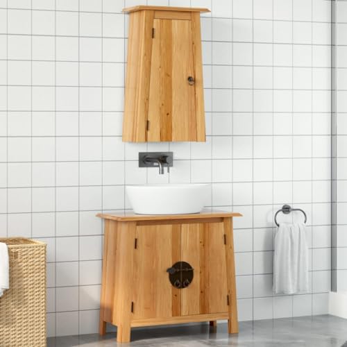 Qnhdfrt Badmöbel-Set Massivholz Kiefer Waschbeckenunterschrank und Wandschrank Schmal Klein mit Stauraum Vintage-Look für Badezimmer Qnhdfrt Badmöbel-Set Massivholz Kiefer Waschbeckenunterschrank und Wandschrank Schmal Klein mit Stauraum Vintage-Look für Badezimmer von Qnhdfrt