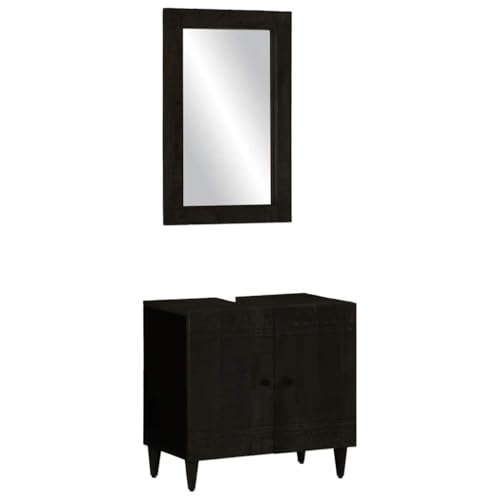 Qnhdfrt Badmöbel-Set Massivholz Mango Schwarz Waschbeckenunterschrank mit Spiegel für Badezimmer Schmal Klein Stilvoll Robust – Praktischer Stauraum und Einzigartiges Design Qnhdfrt Badmöbel-Set Massivholz Mango Schwarz Waschbeckenunterschrank mit Spiegel für Badezimmer Schmal Klein Stilvoll Robust – Praktischer Stauraum und Einzigartiges Design von Qnhdfrt