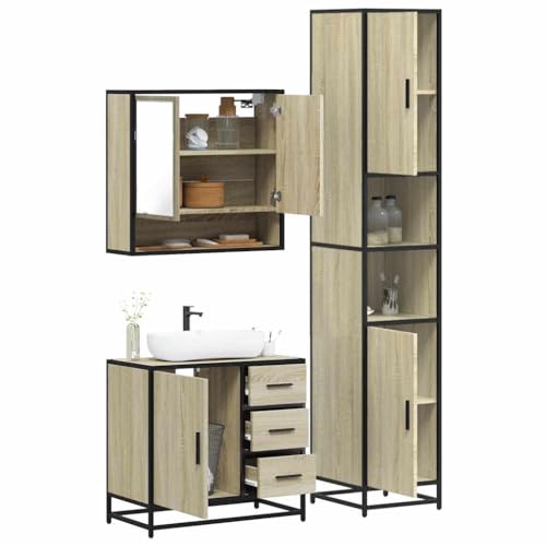 Qnhdfrt Badmöbel Set Sonoma-Eiche Holzwerkstoff Badezimmerschrank mit Spiegelschrank Waschbeckenunterschrank und Badschrank Schmal Klein für Badezimmer WC Stilvoll Robust Qnhdfrt Badmöbel Set Sonoma-Eiche Holzwerkstoff Badezimmerschrank mit Spiegelschrank Waschbeckenunterschrank und Badschrank Schmal Klein für Badezimmer WC Stilvoll Robust von Qnhdfrt