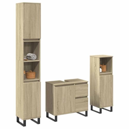 Qnhdfrt Badmöbel-Set Sonoma-Eiche Holzwerkstoff Badschrank Komplettset mit Waschbeckenunterschrank und Regalen für Badezimmer Stilvolles Design und Robust 3-teiliges Set in schmalen Abmessungen Qnhdfrt Badmöbel-Set Sonoma-Eiche Holzwerkstoff Badschrank Komplettset mit Waschbeckenunterschrank und Regalen für Badezimmer Stilvolles Design und Robust 3-teiliges Set in schmalen Abmessungen von Qnhdfrt