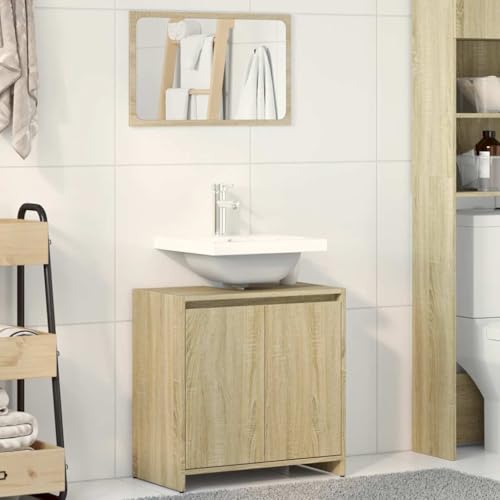 Qnhdfrt Badmöbel-Set Sonoma-Eiche mit Spiegel Holzwerkstoff Badezimmerschrank schmal Stauraum Qnhdfrt Badmöbel-Set Sonoma-Eiche mit Spiegel Holzwerkstoff Badezimmerschrank schmal Stauraum von Qnhdfrt