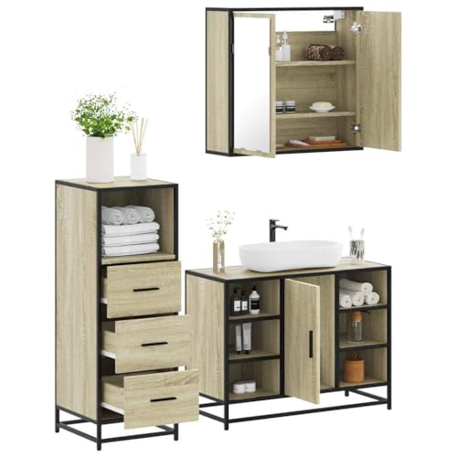 Qnhdfrt Badmöbel-Set Sonoma-Eiche mit Spiegelschrank Waschbeckenunterschrank und Schmalem Schrank für Badezimmer 60cm Hoch Langlebig Feuchtigkeitsbeständig Qnhdfrt Badmöbel-Set Sonoma-Eiche mit Spiegelschrank Waschbeckenunterschrank und Schmalem Schrank für Badezimmer 60cm Hoch Langlebig Feuchtigkeitsbeständig von Qnhdfrt