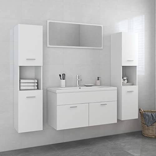 Qnhdfrt Badmöbel Set Weiß Holzwerkstoff großes Spiegelboard mit Waschbeckenunterschrank und 2 Hochschränken 90x38x46 cm Modernes Design platzsparend für Badezimmer und Gäste WC Qnhdfrt Badmöbel Set Weiß Holzwerkstoff großes Spiegelboard mit Waschbeckenunterschrank und 2 Hochschränken 90x38x46 cm Modernes Design platzsparend für Badezimmer und Gäste WC von Qnhdfrt