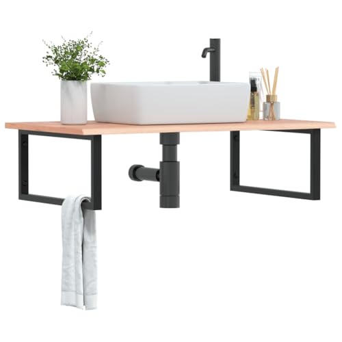 Qnhdfrt Badregal Schwebeschrank mit Waschtischplatte Massivholz Eiche und Stahlhalterung 100x60x2 cm Hellbraun Schwarz für Badezimmer Robust Platzsparend Langlebig Qnhdfrt Badregal Schwebeschrank mit Waschtischplatte Massivholz Eiche und Stahlhalterung 100x60x2 cm Hellbraun Schwarz für Badezimmer Robust Platzsparend Langlebig von Qnhdfrt