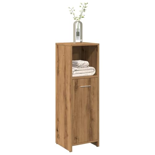 Qnhdfrt Badschrank Badezimmerschrank Schmal Klein 30x30x95 cm Holzwerkstoff Artisan-Eiche mit Viel Stauraum Griff und 3 Fächern für Badezimmer WC oder als Medizinschrank – Robust Pflegeleicht von Qnhdfrt