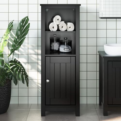 Qnhdfrt Badschrank Berg Schwarz 40x34x110 cm aus massivem Kiefernholz mit 4 Böden und Metallgriff Modernes Badmöbel mit reichlich Stauraum für Badezimmer und Flur Qnhdfrt Badschrank Berg Schwarz 40x34x110 cm aus massivem Kiefernholz mit 4 Böden und Metallgriff Modernes Badmöbel mit reichlich Stauraum für Badezimmer und Flur von Qnhdfrt