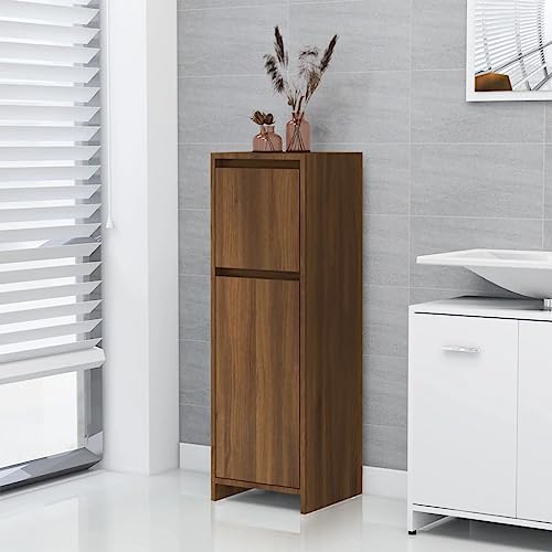 Qnhdfrt Badschrank Braun Eichen-Optik 30x30x95 cm Hochschrank aus Holzwerkstoff mit Schublade und Türen für Badezimmer Qnhdfrt Badschrank Braun Eichen-Optik 30x30x95 cm Hochschrank aus Holzwerkstoff mit Schublade und Türen für Badezimmer von Qnhdfrt