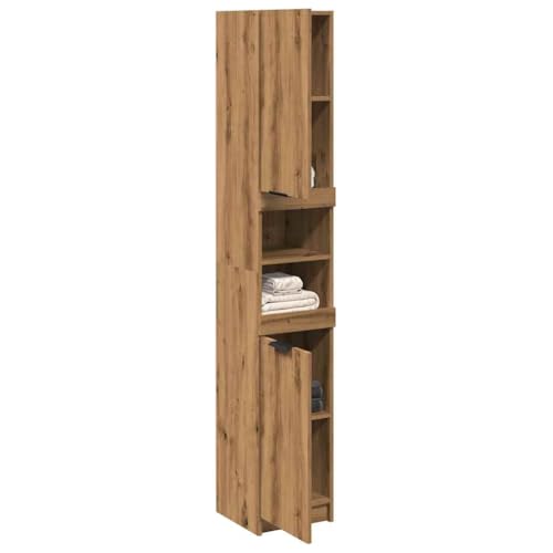 Qnhdfrt Badschrank Hochschrank Schmal 32x34x188,5 cm Artisan-Eiche Holzwerkstoff Badezimmermöbel Mit Flexible Tür Für Ordnung Im Bad von Qnhdfrt