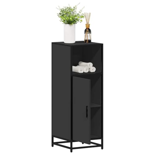 Qnhdfrt Badschrank Schwarz Holzwerkstoff Metall 35x37,5x100 cm Schmaler Badezimmerschrank Unterschrank mit Stauraum für Waschbecken von Qnhdfrt