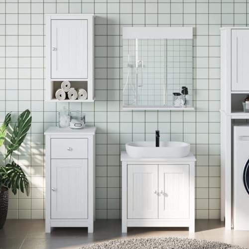 Qnhdfrt Badschrank Set Berg Weiß Massivholz Kiefer 60x34x59 cm Waschbeckenunterschrank mit Wandschrank Spiegel Modern platzsparendes Badmöbel für kleine Badezimmer und Gäste WC Qnhdfrt Badschrank Set Berg Weiß Massivholz Kiefer 60x34x59 cm Waschbeckenunterschrank mit Wandschrank Spiegel Modern platzsparendes Badmöbel für kleine Badezimmer und Gäste WC von Qnhdfrt