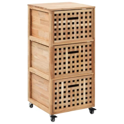 Qnhdfrt Badschrank aus Massivholz Walnuss mit 3 Körben Gitter-Design und 4 Rollen 41x41x91 cm Natur Aufbewahrungsschrank für Badezimmer Wohnzimmer Flur Qnhdfrt Badschrank aus Massivholz Walnuss mit 3 Körben Gitter-Design und 4 Rollen 41x41x91 cm Natur Aufbewahrungsschrank für Badezimmer Wohnzimmer Flur von Qnhdfrt
