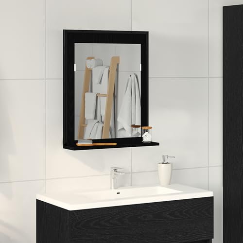 Qnhdfrt Badspiegel Schwarz Eiche Holzwerkstoff 50x12x60 cm Wandmontiert Schmal Klein Modern mit Integriertem Regal für Badezimmer Platzsparendes Design Qnhdfrt Badspiegel Schwarz Eiche Holzwerkstoff 50x12x60 cm Wandmontiert Schmal Klein Modern mit Integriertem Regal für Badezimmer Platzsparendes Design von Qnhdfrt