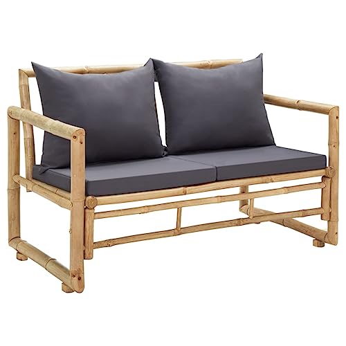 Qnhdfrt Bambus Gartenbank 115 cm mit Dunkelgrauen Kissen Outdoor Robust Traditionell Pflegeleicht für Garten Balkon Terrasse Qnhdfrt Bambus Gartenbank 115 cm mit Dunkelgrauen Kissen Outdoor Robust Traditionell Pflegeleicht für Garten Balkon Terrasse von Qnhdfrt