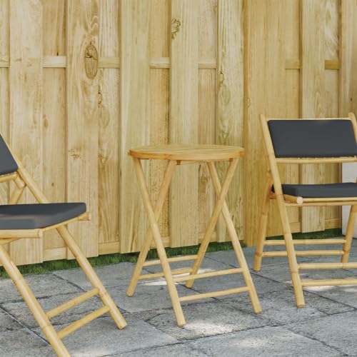 Qnhdfrt Bambus Klapptisch Ø55x75 cm Faltbarer Gartenbeistelltisch für Terrasse Balkon und Camping von Qnhdfrt