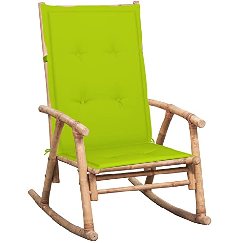 Qnhdfrt Bambus Schaukelstuhl mit Kissen Garten Balkon Outdoor Relax Sessel Hellgrün 66x86x105 cm von Qnhdfrt