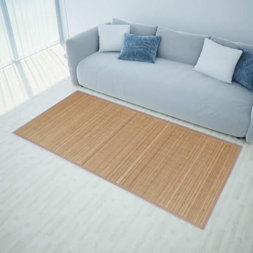 Qnhdfrt Bambus Teppich Moderner Wohnzimmerteppich Braun 80x200 cm mit Rutschfester PVC-Rückseite Natürliches Design für Wohnzimmer, Schlafzimmer und Flur von Qnhdfrt