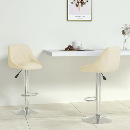 Qnhdfrt Barhocker 2er Set Creme, Höhenverstellbare Barstühle aus Kunstleder mit 360° Drehfunktion, Verchromtes Stahlgestell für Küche Bar und Wohnzimmer, Modern & Bequem bis 110 kg von Qnhdfrt