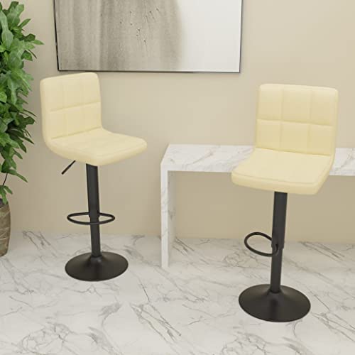 Qnhdfrt Barhocker 2er Set Creme, Höhenverstellbare Barstühle aus Weichem Stoff mit Gasdruckfeder & Fußstütze, 360° Drehbar, Stahlgestell für Küche Bar und Outdoor Bereich von Qnhdfrt
