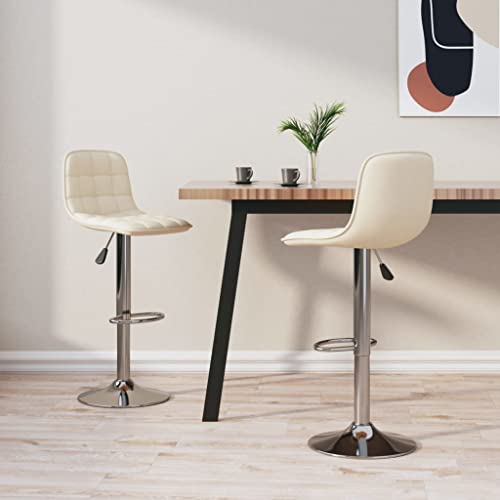 Qnhdfrt Barhocker 2er Set Creme, Höhenverstellbare Barstühle mit Gasdruckfeder & Fußstütze, Drehbar 360 Grad, Weicher Stoffbezug & Verchromtes Stahlgestell für Küche Bar und Outdoor von Qnhdfrt