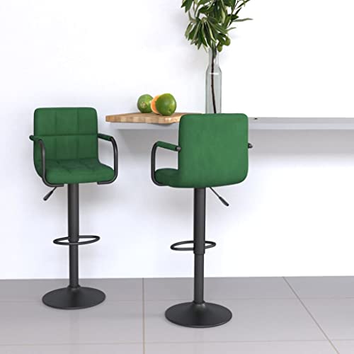 Qnhdfrt Barhocker 2er Set Dunkelgrün, Höhenverstellbare Barstühle mit Samtbezug & Gasdruckfeder, 360° Drehbar mit Fußstütze, Stahlgestell für Küche Bar und Outdoor Bereich von Qnhdfrt