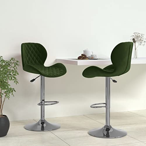 Qnhdfrt Barhocker 2er Set Dunkelgrün, Höhenverstellbare Drehhocker mit Samtbezug und Gasdruckfeder, Verchromtes Stahlgestell für Küche Bar und Outdoor, 48 x 51 x 89-111 cm, Max. 110 kg von Qnhdfrt