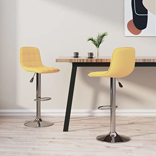 Qnhdfrt Barhocker 2er Set Gelb, Höhenverstellbare Barstühle mit Gasdruckfeder & Fußstütze, Weicher Polyester Bezug & Verchromtes Stahlgestell, Drehbar 360° für Küche Bar und Outdoor Bereich von Qnhdfrt