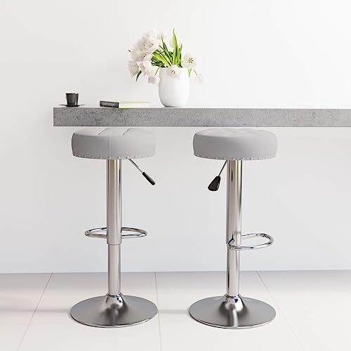 Qnhdfrt Barhocker 2er Set Grau, Höhenverstellbare Barstühle mit Fußstütze, Weicher Stoffbezug & Verchromtes Stahlgestell, 38,5 x 38,5 x 63-83 cm, Drehbar für Küche Bar und Outdoor von Qnhdfrt