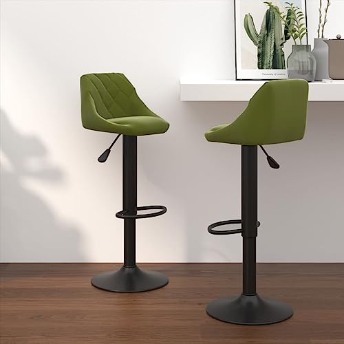 Qnhdfrt Barhocker 2er Set Hellgrün Höhenverstellbar mit Fußstütze, Samtbezug & 360° Drehfunktion, Stahlgestell für Küche Bar und Outdoor Bereich, Max. 110 kg Tragfähigkeit von Qnhdfrt