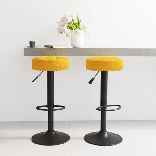 Qnhdfrt Barhocker 2er Set Höhenverstellbar 63-83 cm Senfgelber Samtstuhl mit 360° Drehfunktion und Fußstütze Moderne Küchenhocker für Essbereich Balkon und Homebar Qnhdfrt Barhocker 2er Set Höhenverstellbar 63-83 cm Senfgelber Samtstuhl mit 360° Drehfunktion und Fußstütze Moderne Küchenhocker für Essbereich Balkon und Homebar von Qnhdfrt