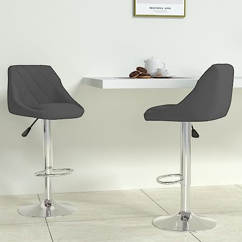 Qnhdfrt Barhocker 2er Set Höhenverstellbar mit Samtbezug und Gasdruckfeder, Drehbarer Barstuhl aus verchromtem Stahl, Dunkelgrau für Küche Bar und Outdoor Bereich von Qnhdfrt