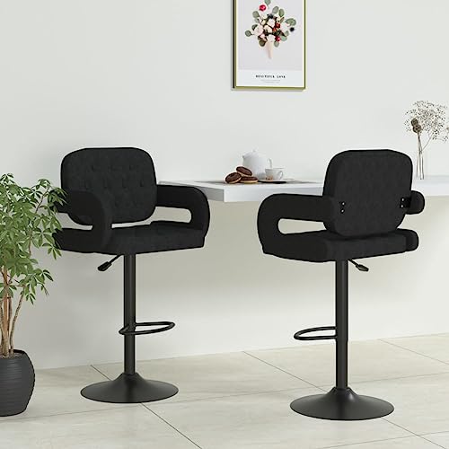Qnhdfrt Barhocker 2er Set Schwarz, Höhenverstellbare Barstühle mit Fußstütze aus Stahl und Stoff, 58 x 50 x 93-115 cm, Drehbar und Robust für Küche Bar und Outdoor von Qnhdfrt