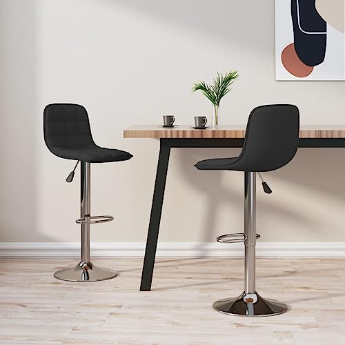 Qnhdfrt Barhocker 2er Set Schwarz, Höhenverstellbare Barstühle mit Gasdruckfeder und Fußstütze, Weicher Stoffbezug & Verchromtes Stahlgestell für Küche Bar und Schminktisch, Drehbar 360 Grad von Qnhdfrt