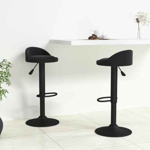 Qnhdfrt Barhocker 2er Set Schwarz, Höhenverstellbare Drehhocker aus Samt mit Gasdruckfeder, 36 x 38 x 72-94 cm, Weich & Stabil für Küche Bar Café und Outdoor von Qnhdfrt