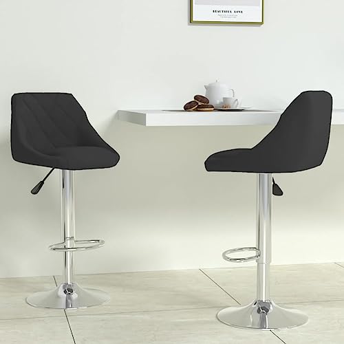 Qnhdfrt Barhocker 2er Set Schwarz Samt, Höhenverstellbare Drehhocker mit Gasdruckfeder und Fußstütze, Weicher Samtbezug und Verchromtes Stahlgestell für Küche Bar und Outdoor von Qnhdfrt