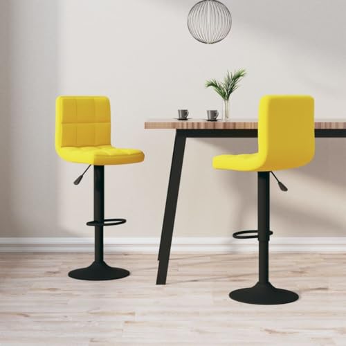 Qnhdfrt Barhocker 2er Set Senfgelb, Höhenverstellbare Barstühle aus Samt mit Chromstahl-Gestell, Drehbar 360° & Fußstütze, Bequem & Stabil für Küche Bar und Outdoor Bereich von Qnhdfrt