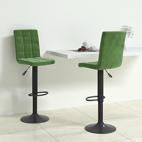 Qnhdfrt Barhocker 2er Set dunkelgrün höhenverstellbar um 360° drehbar 40x52x102,5-124,5 cm Samt Stahlgestell Barstuhl mit Fußstütze für Küche Esszimmer Home-Office von Qnhdfrt