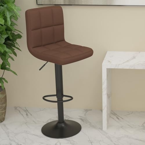 Qnhdfrt Barhocker Braun, Höhenverstellbarer Drehhocker aus Stoff mit Gasdruckfeder und Fußstütze, 40 x 47 x 90-111 cm, Bequem & Stabil für Küche Bar und Outdoor Bereich von Qnhdfrt