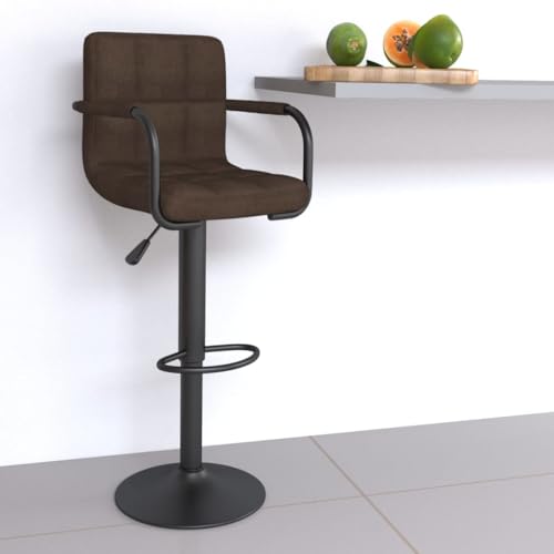 Qnhdfrt Barhocker Braun, Höhenverstellbarer Drehhocker mit Fußstütze und Gasdruckfeder, Weicher Stoffbezug & Pulverbeschichtetes Stahlgestell, 48 x 47 x 90-111 cm, Bequem & Stabil für Küche Bar von Qnhdfrt