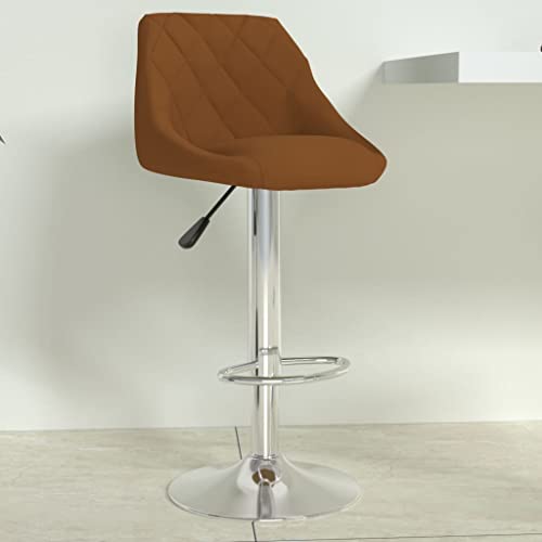 Qnhdfrt Barhocker Braun Samt, Höhenverstellbarer Drehhocker mit Gasdruckfeder & Fußstütze, Weicher Samtbezug & Verchromtes Stahlgestell, 46 x 44 x 82-103 cm, Für Küche Bar und Outdoor von Qnhdfrt