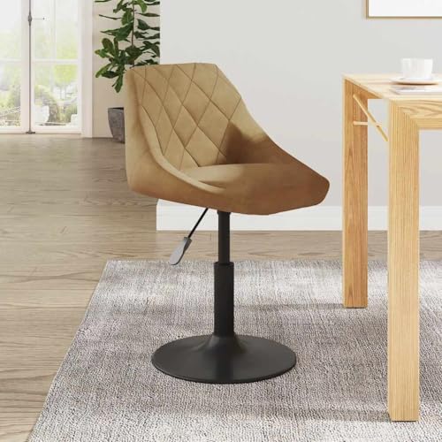 Qnhdfrt Barhocker Braun Samt, Höhenverstellbarer Drehhocker mit Gasdruckfeder und Weichem Samtbezug, 46 x 44 x 62,5-77,5 cm, Stabiles Stahlgestell für Küche Bar und Outdoor von Qnhdfrt