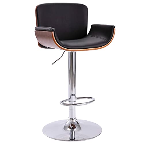 Qnhdfrt Barhocker Schwarz Höhenverstellbar Moderner Barstuhl mit Kunstleder und Gasfedermechanismus 51.5 x 49.5 x 89-109 cm Robustes Design für Küche Bar und Schminktisch von Qnhdfrt