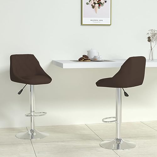 Qnhdfrt Barhocker Set 2 Stück, Höhenverstellbare Drehhocker aus Braunem Kunstleder mit Verchromtem Stahlgestell, 44 x 46 x 82-103 cm, Modern & Stabil für Küche Bar und Schminktisch von Qnhdfrt