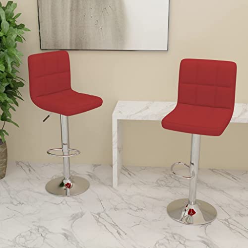 Qnhdfrt Barhocker Set 2 Stück, Höhenverstellbare Drehhocker aus Weinrotem Stoff mit Chromstahl-Gestell und Fußstütze, 40 x 47 x 90-111 cm, Bequem & Stabil für Küche Bar und Outdoor von Qnhdfrt