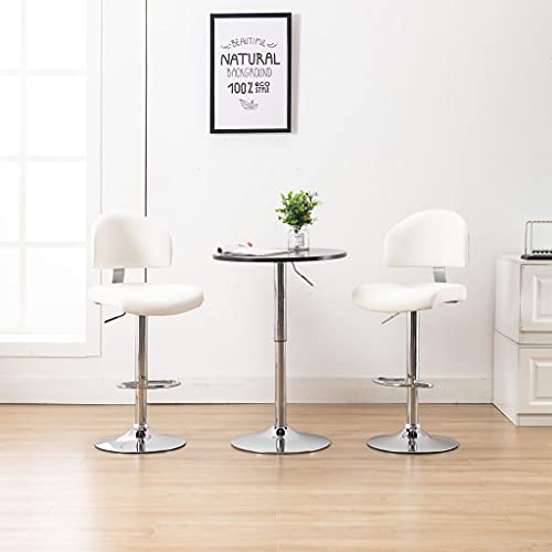 Qnhdfrt Barhocker Set 2 Stück Weiß, Höhenverstellbare Drehhocker mit Kunstleder Bezug und Chromstahl Gestell, 360° Drehbar mit Fußstütze, Bequem & Stabil für Küche Bar und Schminktisch von Qnhdfrt