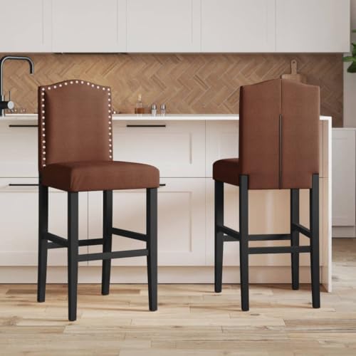 Qnhdfrt Barhocker Set 2 Stück aus Massivholz Gummibaum mit Bequemer Stoffpolsterung, Braun & Schwarz, 44 x 52 x 116 cm, Robust & Langlebig für Küche Esszimmer und Wohnbereich Qnhdfrt Barhocker Set 2 Stück aus Massivholz Gummibaum mit Bequemer Stoffpolsterung, Braun & Schwarz, 44 x 52 x 116 cm, Robust & Langlebig für Küche Esszimmer und Wohnbereich von Qnhdfrt